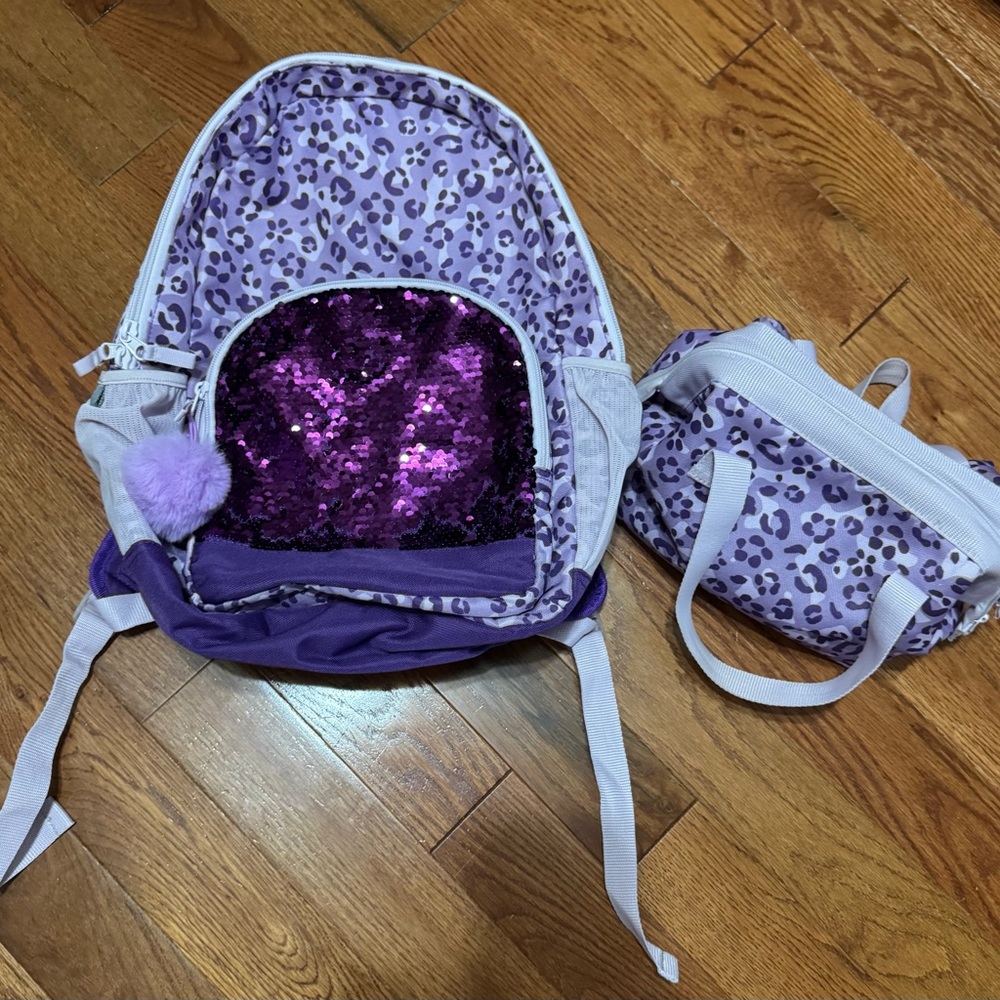 Leopard Print Kids Backpack and Lunch Bag Set